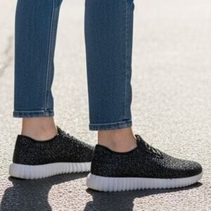 Zazzle Black Glitter Glam Sneakers - Women's Size 7